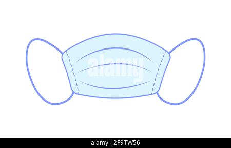 Maschera medica isolata su sfondo bianco in stile piatto. Maschera respiratoria medica in stile cartoon. Protezione contro il coronavirus, infezione Illustrazione Vettoriale