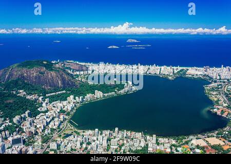 Vista aerea del quartiere di Ipanema a Rio de Janeiro, Brasile. Foto Stock