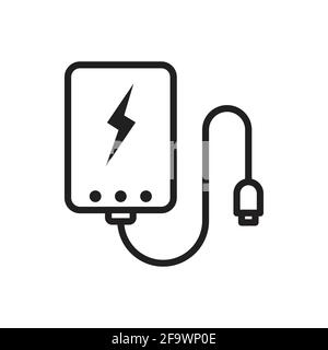 Vettore di icone di contorno del power bank per il vostro disegno di fotoricettore, il logo, l'illustrazione di UI Illustrazione Vettoriale