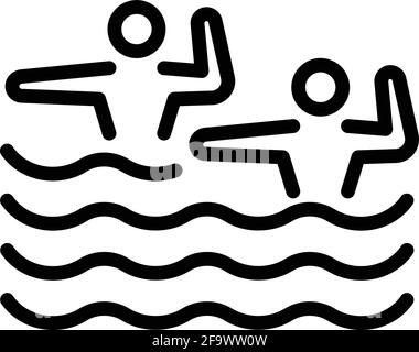 Icona squadra di nuoto. Contorno Nuoto squadra vettore icona per web design isolato su sfondo bianco Illustrazione Vettoriale