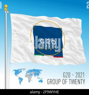 G20 Italia 2021, bandiera con il logo Illustrazione Vettoriale