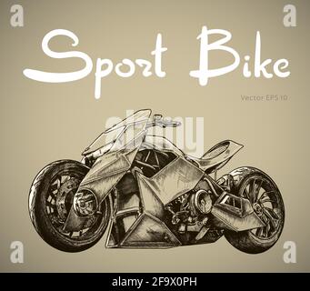 Moto sportiva. Illustrazione vettoriale dello stile di schizzo Illustrazione Vettoriale