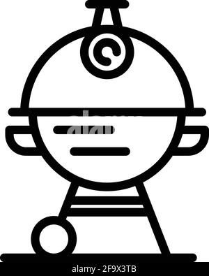 Icona dello strumento barbecue. Contorno icona vettore strumento barbeque per il web design isolato su sfondo bianco Illustrazione Vettoriale