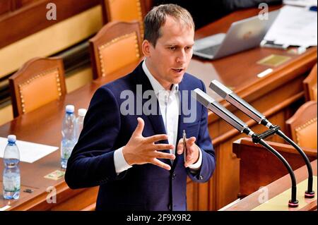 Praga, Repubblica Ceca. 12 luglio 2019. ***FILE PHOTO*** il deputato ceco Jan Cizinsky, sindaco del distretto municipale di Praga 7 e capo di Praha Sobe, parla durante una sessione della Camera bassa, il 12 luglio 2019, a Praga, Repubblica Ceca. Credit: Vit Simanek/CTK Photo/Alamy Live News Foto Stock