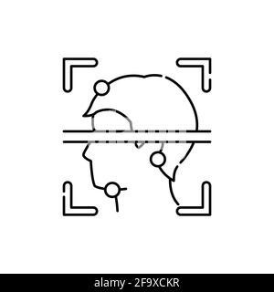 Icona linea di colore identificazione viso. ID e persona di verifica. Pittogramma per pagina web, app mobile, promo. Elemento di progettazione GUI UI UX. Tratto modificabile. Illustrazione Vettoriale