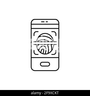 Scansione delle impronte digitali nell'icona della linea di colore dello smartphone. ID e persona di verifica. Pittogramma per pagina web, app mobile, promo. Elemento di progettazione GUI UI UX. Modificabile Illustrazione Vettoriale