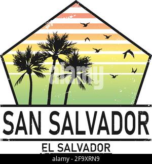 Benvenuto a San Salvador El salvador carta Lettera e design in colorate colore arcobaleno e tipografiche design icona Illustrazione Vettoriale