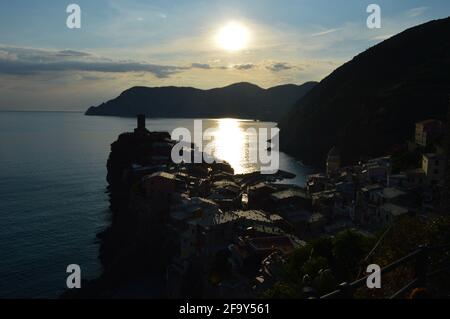 Parte del sentiero di 120 km che attraversa le cinque Terre, è una parte del famoso sentiero che va dalla Corniglia alla Vernazza Foto Stock