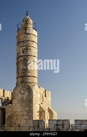 Torre di David minareto a Gerusalemme, Israele. Foto Stock