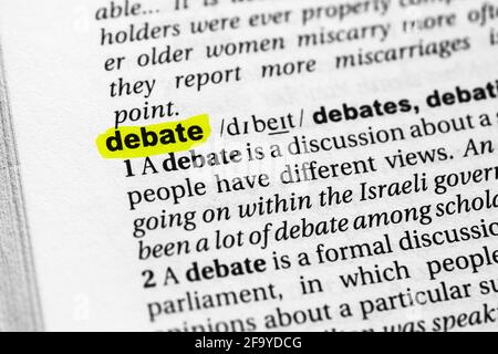 Ha evidenziato il concetto e il significato del dibattito di parola. Foto Stock