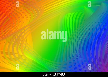 i cerchi e le linee geometrici futuristici dell'arcobaleno si sovrappongono all'effetto tunnel gradiente illustrazione Foto Stock
