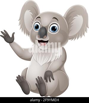 Cartone animato divertente koala bambino seduta Illustrazione Vettoriale