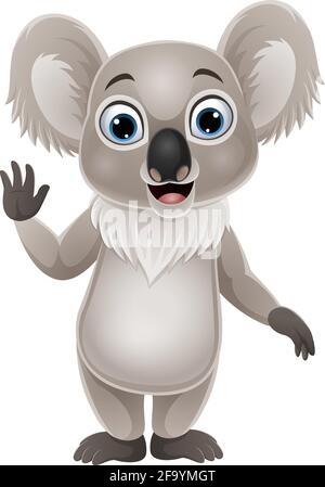 Cartone animato divertente koala ondeggiando mano Illustrazione Vettoriale