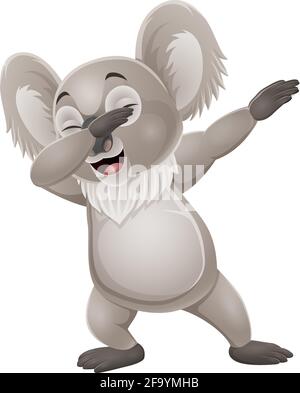 Cartone animato divertente koala dabbing danza Illustrazione Vettoriale