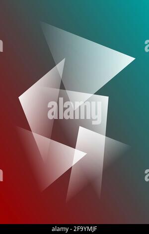 triangoli bianchi grigi su sfondo rosso bordeaux effetto vernice ad olio Foto Stock