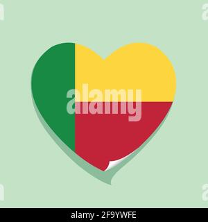 Amo Benin bandiera cuore vettore illustrazione Illustrazione Vettoriale