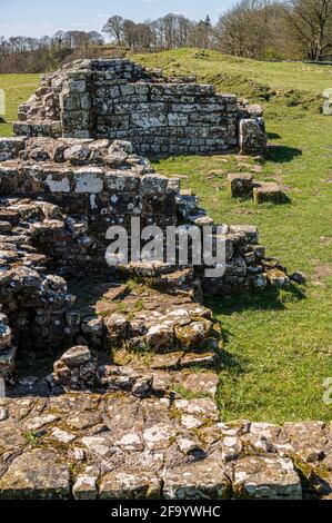 Forte romano di Birdoswald in Cumbria, Inghilterra Foto Stock