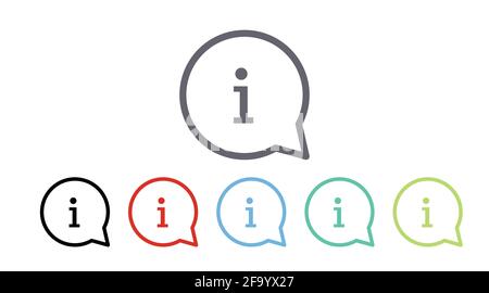 Set di icone Info. Illustrazioni vettoriali isolate. Icona informativa o set di segni Illustrazione Vettoriale