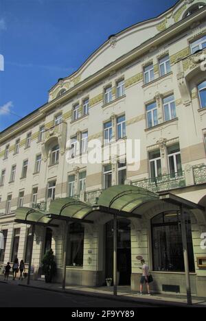 Architettura in stile Art Nouveau, il Grand Union Hotel, Lubiana, Slovenia Foto Stock