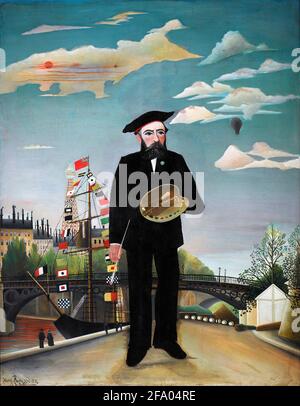 Henri Rousseau. Autoritratto dal titolo "Myself: Ritratto-Paesaggio" dell'artista post-impressionista francese Henri Julien Félix Rousseau (1844-1910), olio su tela, 1890 Foto Stock