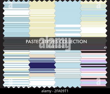 La collezione Striped Seamless Pattern include 8 design per tessuti e grafica di moda Illustrazione Vettoriale