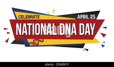 Banner World DNA Day su sfondo bianco, illustrazione vettoriale Illustrazione Vettoriale