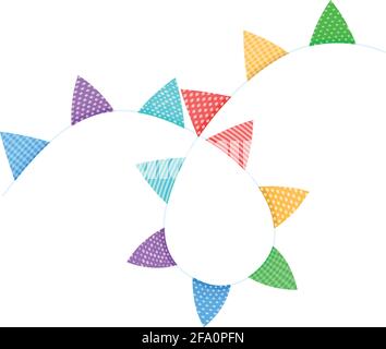 Bandiere colorate si distendono su una corda isolata su un trasparente Illustrazione background.Vector Illustrazione Vettoriale