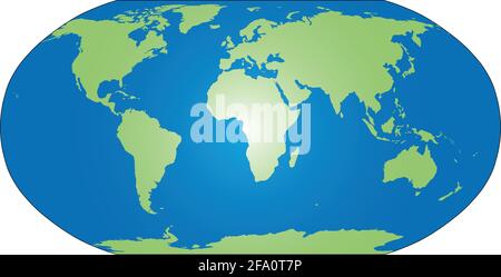 Silhouette mappa mondiale in proiezione Robinson Illustrazione Vettoriale