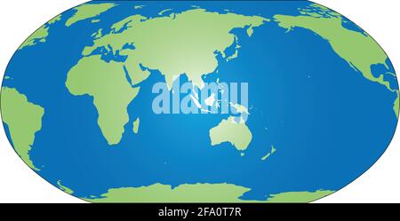 Silhouette mappa mondiale in proiezione Robinson Illustrazione Vettoriale