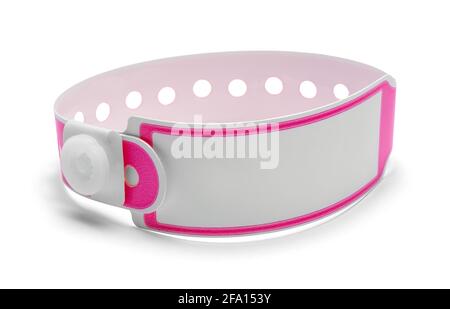 Braccialetto rosa dell'ospedale con funzione Copy Space Cut out. Foto Stock