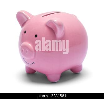 Pink Ceramic Piggy Bank con Smile Cut out. Foto Stock