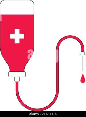 Icona della sacca di sangue. Illustrazione vettoriale, design piatto Illustrazione Vettoriale