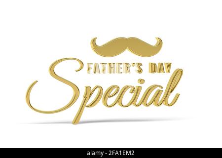 Golden 3d Happy Father's Day icona isolato su bianco - rendering 3d Foto Stock
