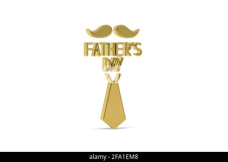 Golden 3d Happy Father's Day icona isolato su bianco - rendering 3d Foto Stock