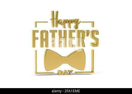 Golden 3d Happy Father's Day icona isolato su bianco - rendering 3d Foto Stock