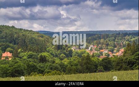 Blick nach Güntersberge im Harz Foto Stock