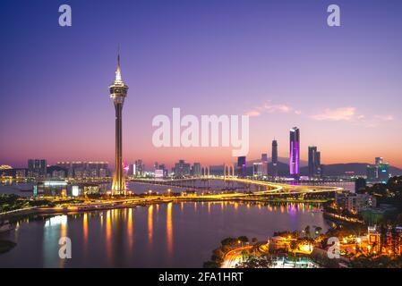 Scena notturna di Macao a West Bay Lake in Cina Foto Stock