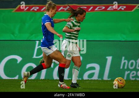 Glasgow. REGNO UNITO. 21 Apr 2021. Azione durante la Scottish Building Society SWPL1 Fixture Celtic FC vs Rangers FC, Celtic Park, Glasgow. 21/04/2021 | Credit Colin Poultney/Alamy Live News Foto Stock