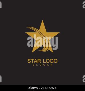 Vettore logo Gold Star con sfondo nero Illustrazione Vettoriale