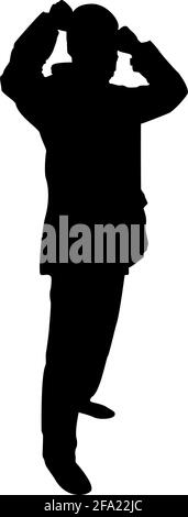 Silhouette uomo vestire panno in faccia maschera medica indossare attrezzatura protettiva antipolvere individuale concetto virus coronavirus influenza focolaio Illustrazione Vettoriale
