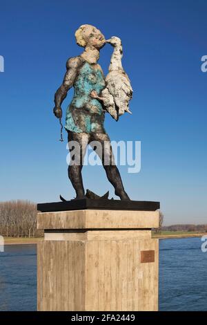 Scultura Leda sulle rive del Reno, Germania, Nord Reno-Westfalia, Monheim am Rhein Foto Stock