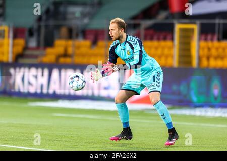 Farum, Danimarca. 21 aprile 2021. Marvin Schwabe (1) di Brondby SE visto durante il 3F Superliga partita tra FC Nordsjaelland e Brondby SE in diritto a Dream Park a Farum. (Photo credit: Gonzales Photo – Dejan Obretkovic). Foto Stock