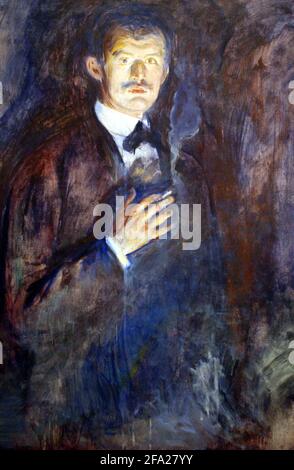AUTORITRATTO CON SIGARETTA, BT EDVARD MUNCH, 1895. RA 27/9/05 TOM PILSTON/ TOM PILSTON Foto Stock
