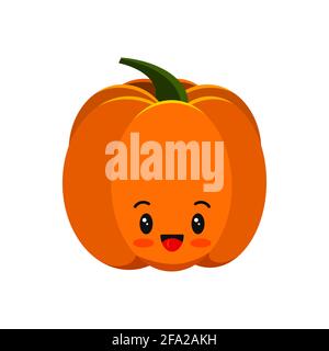 Icona carino di zucca isolato su bianco. Illustrazione Vettoriale