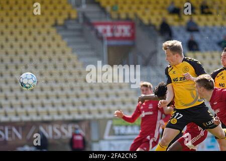 18 aprile 2021: Horsens' Casper Tengstedt durante Lyngby su CASA Arena Horsens, Horsens, Danimarca. Prezzo Kim/CSM Foto Stock