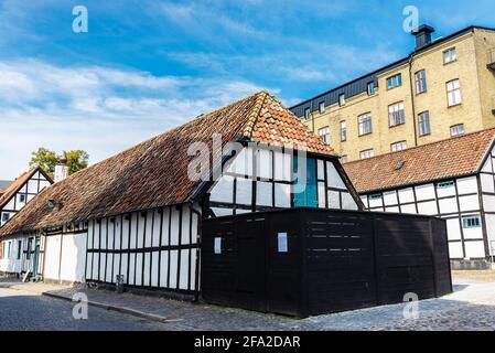 Vecchia casa medievale all'Università di Lund a Lund, Scania, Svezia Foto Stock