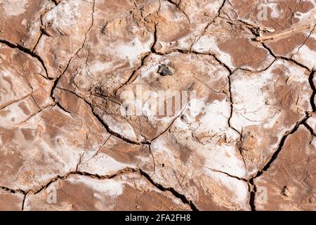 Terreno asciutto e incrinato del terreno a causa della siccità in Cina Foto Stock