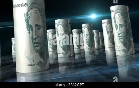 Real Money Pack brasiliano illustrazione 3d. Stack di pacchetti di  banconote BRL. Concetto di finanza, contanti, crisi economica, successo di  affari, recessione, banca, ta Foto stock - Alamy