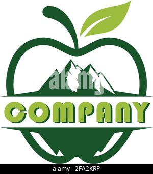 grafica di concetto vettoriale con icona del logo apple mountain Illustrazione Vettoriale