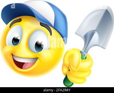 Giardiniere Emoticon viso Cartoon Illustrazione Vettoriale